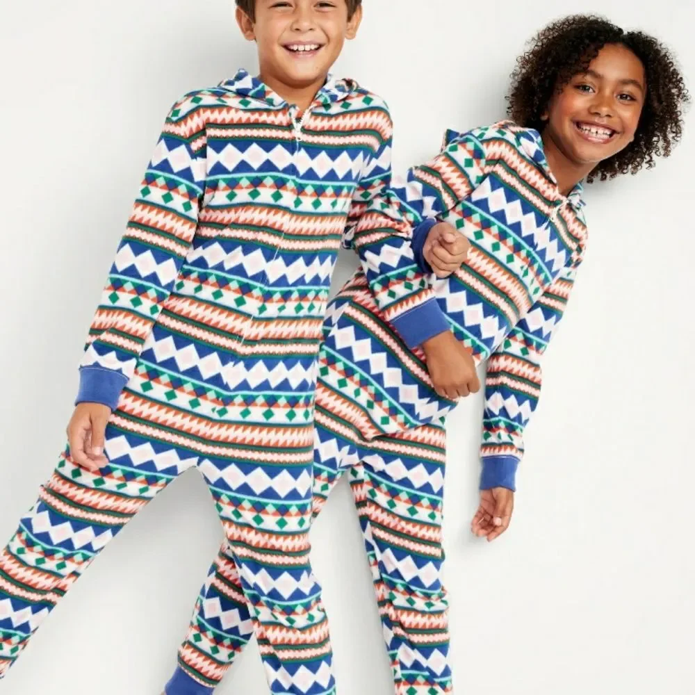 Old Navy Gender Neutral One Piece Hooded Micro Fleece Family Matching Pajamas XL